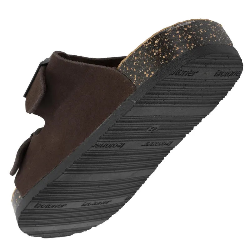 Mules sandales Homme Double Bride cuir Marron