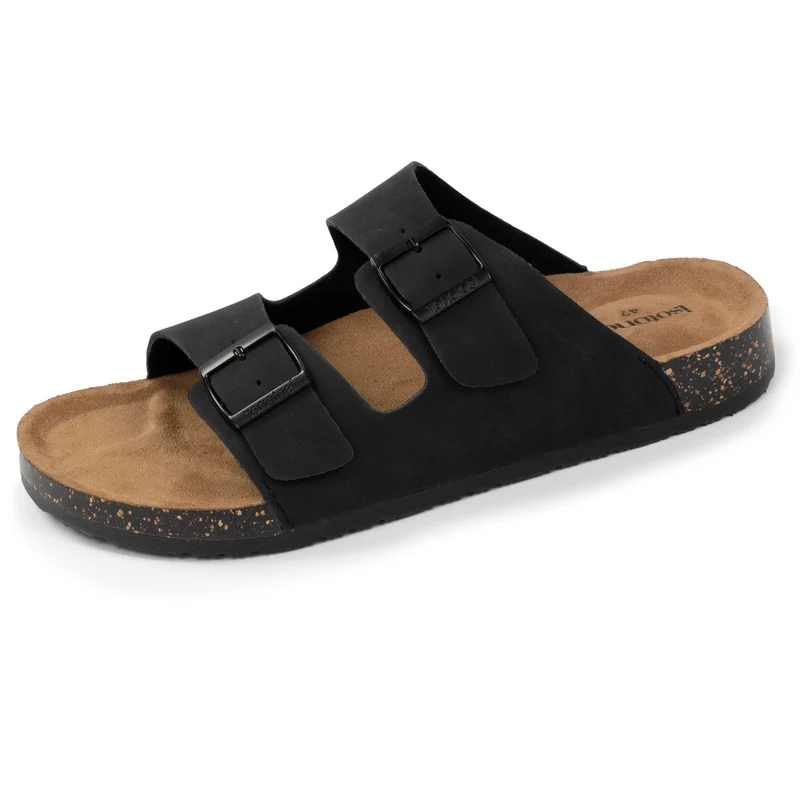 Mules sandales Homme double bride cuir Noir