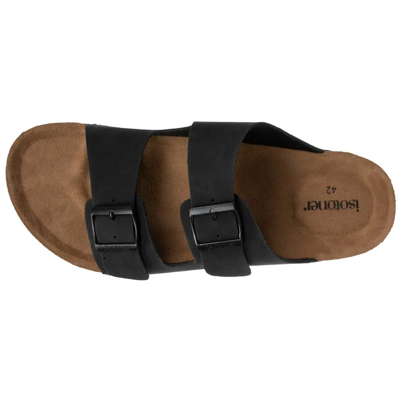 Mules sandales Homme double bride cuir Noir