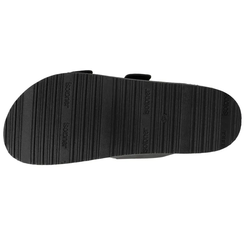 Mules sandales Homme double bride cuir Noir