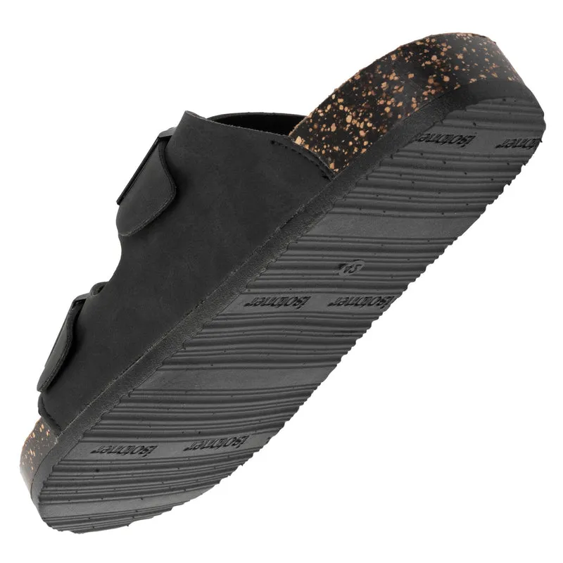 Mules sandales Homme double bride cuir Noir