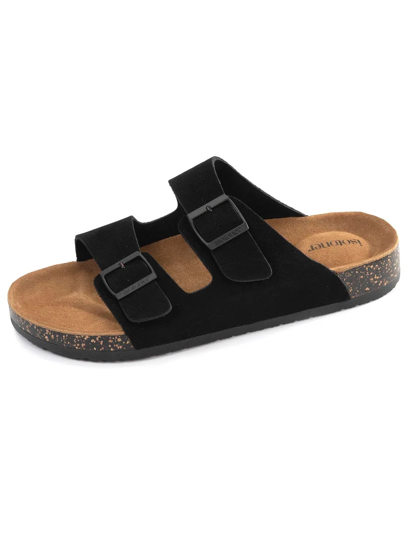 Mules sandales Homme double bride cuir Noir
