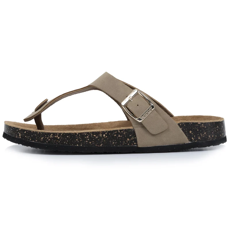 Sandales Tongs Femme bride Taupe