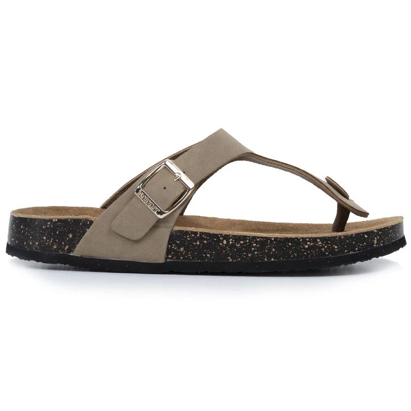 Sandales Tongs Femme bride Taupe