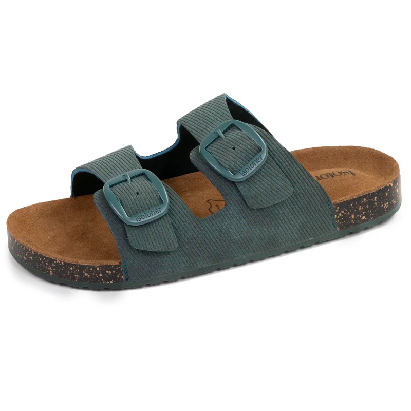 Mules sandales Femme Double Bride Bleu Canard