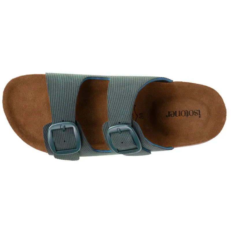 Mules sandales Femme Double Bride Bleu Canard