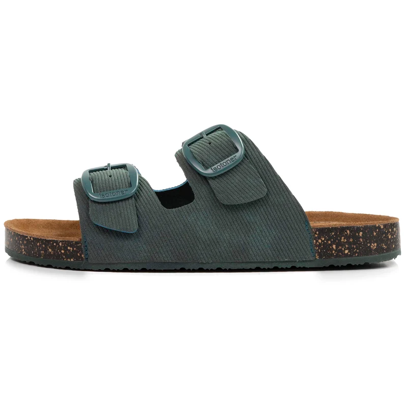 Mules sandales Femme Double Bride Bleu Canard