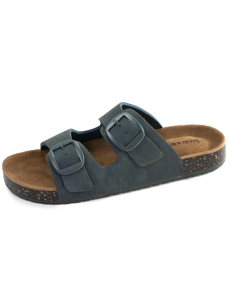 Mules sandales Femme Double Bride Bleu Canard