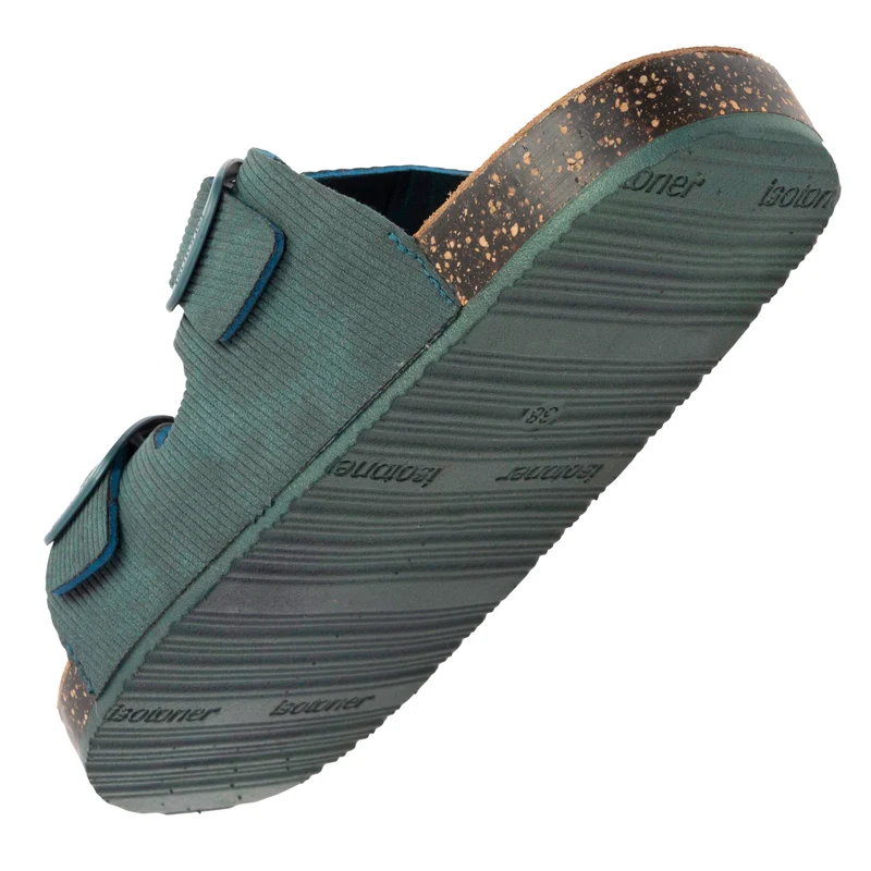 Mules sandales Femme Double Bride Bleu Canard