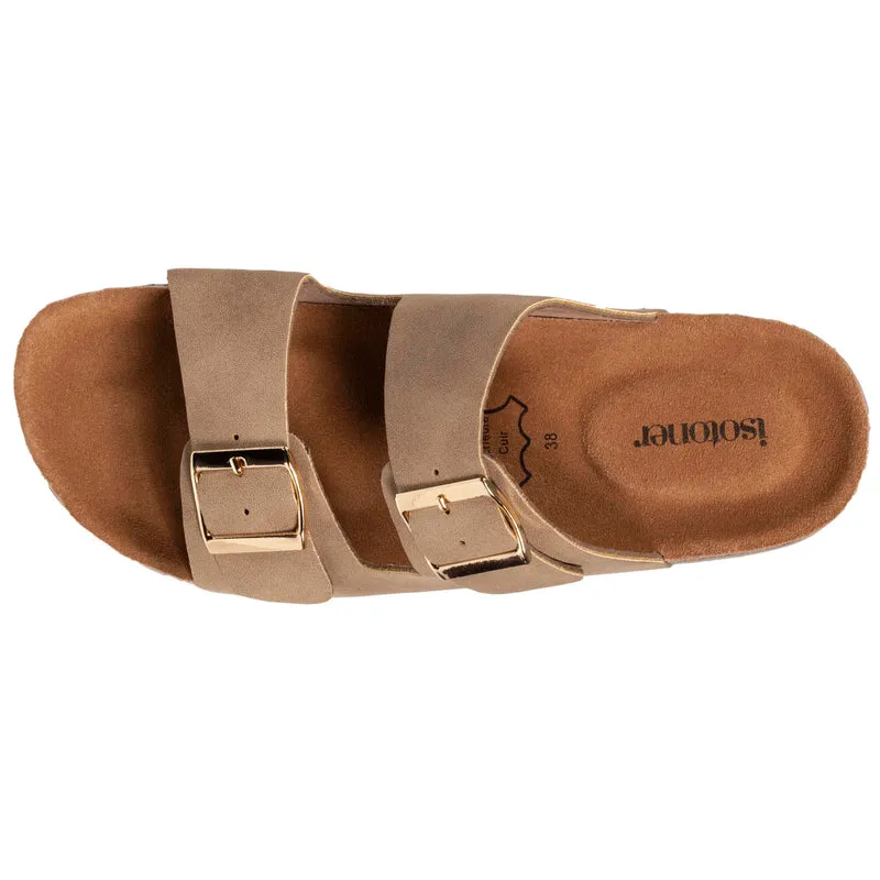 Mules sandales Femme Double Bride Taupe
