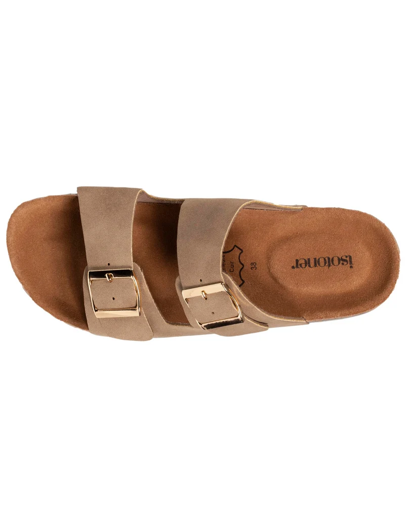 Mules sandales Femme Double Bride Taupe