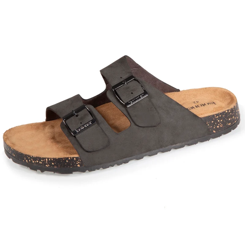 Mules sandales Homme double bride Gris