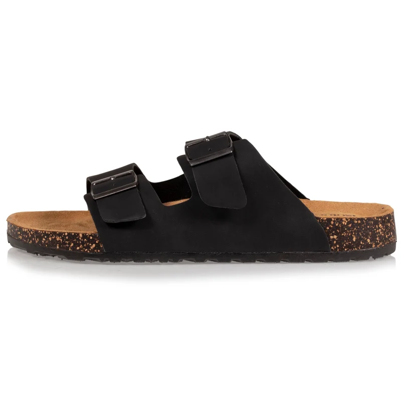 Mules sandales Homme double bride Noir