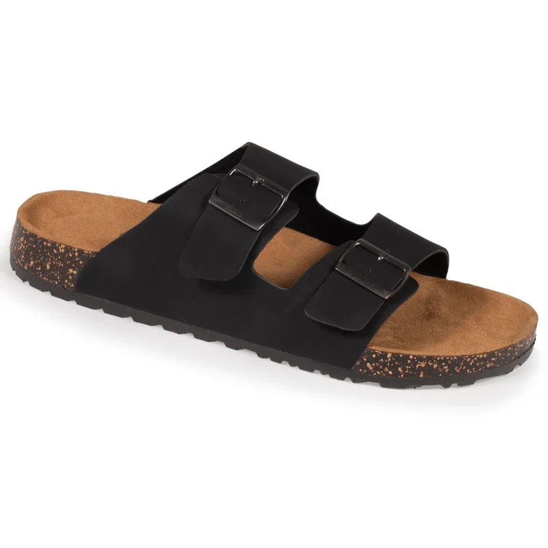 Mules sandales Homme double bride Noir