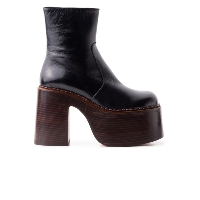 Gunner Black Leather & Brown Sole