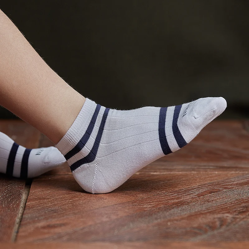 Socquettes | Blanc & Marine - Coton