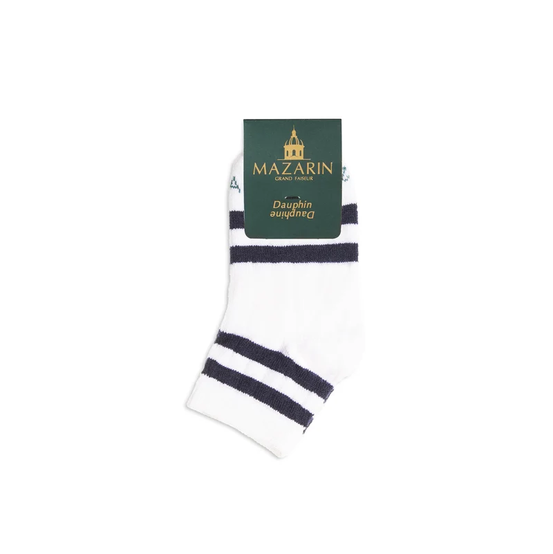 Socquettes | Blanc & Marine - Coton