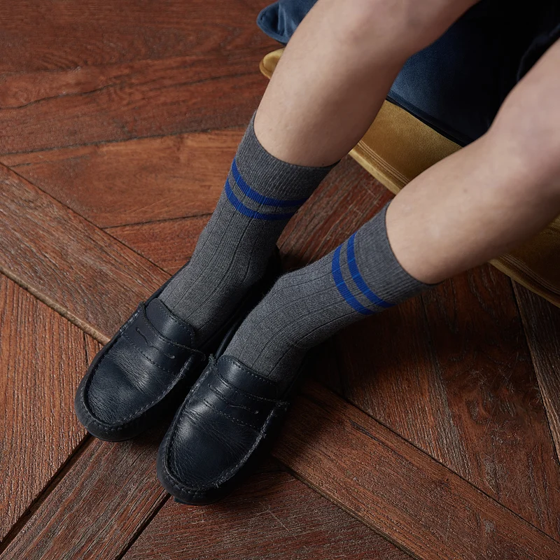 Chaussettes | Gris chiné & Roi - Coton