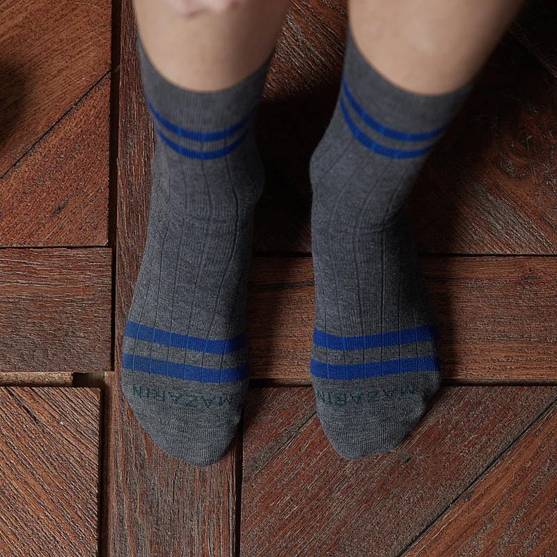 Chaussettes | Gris chiné & Roi - Coton