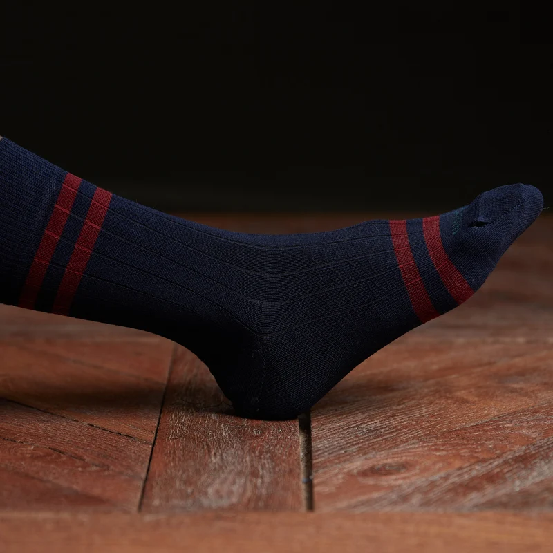 Chaussettes | Marine & Rouge foncé - Coton