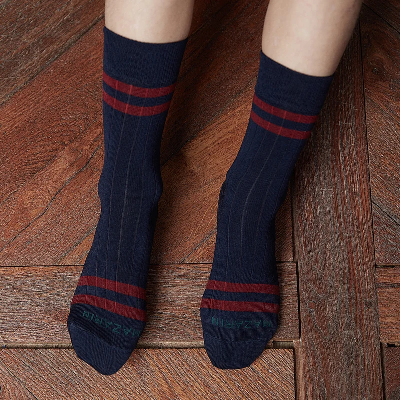 Chaussettes | Marine & Rouge foncé - Coton