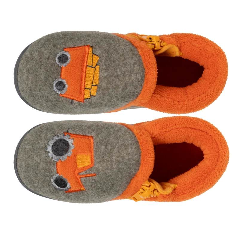Chaussons bottillons zip Bébé Kaki chiné