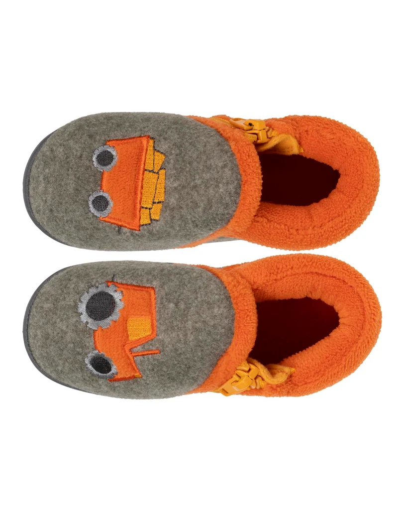 Chaussons bottillons zip Bébé Kaki chiné