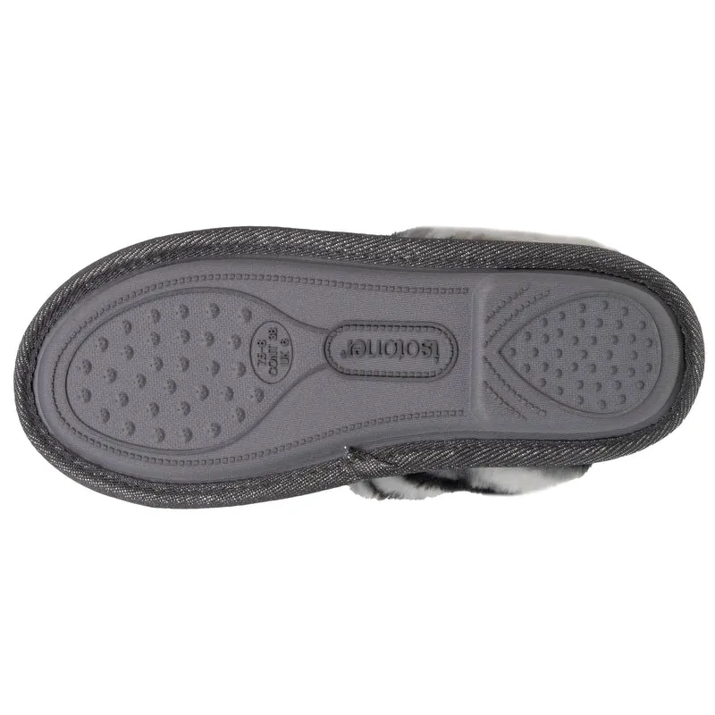 Chaussons mules Femme plates Chat Gris