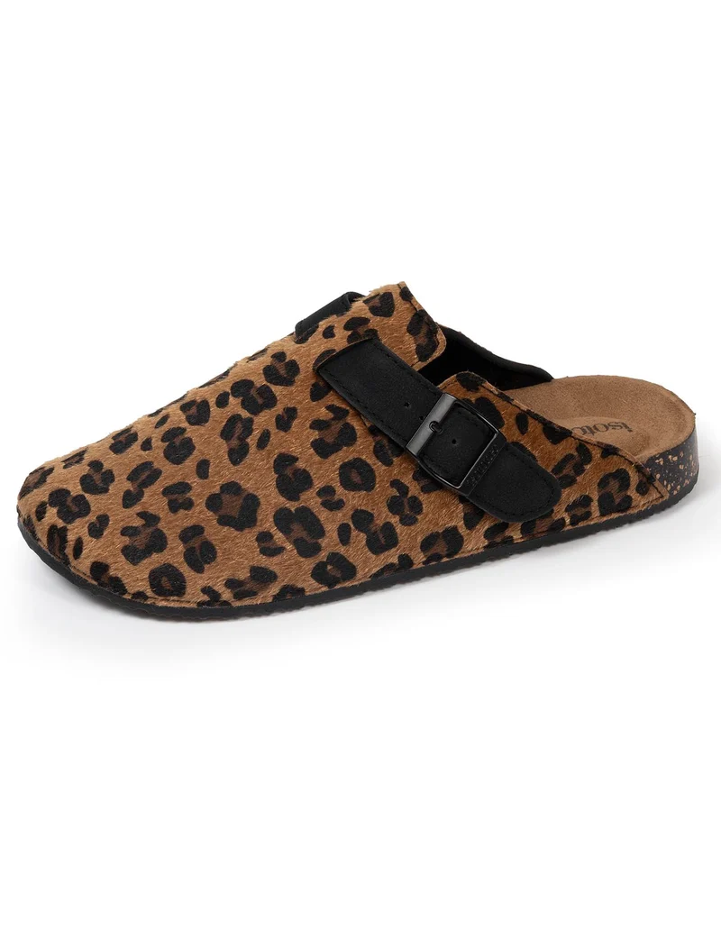 Mules Sabots Femme Léopard/Noir