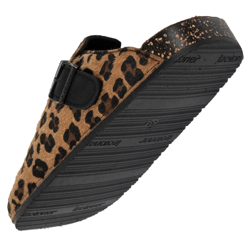 Mules Sabots Femme Léopard/Noir