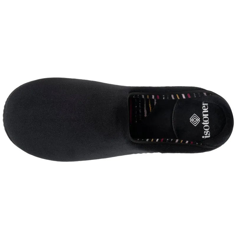 Chaussons mules Femme Noir intérieur rayures