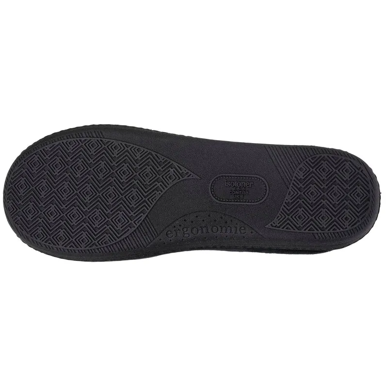 Chaussons mules Femme Noir intérieur rayures