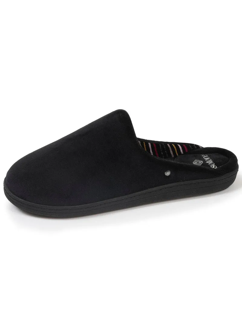 Chaussons mules Femme Noir intérieur rayures
