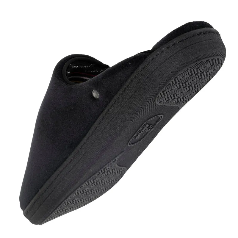 Chaussons mules Femme Noir intérieur rayures
