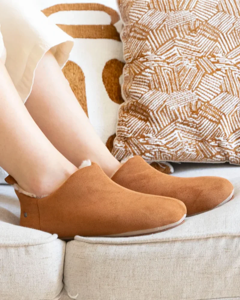 Chaussons bottillons bas Femme Camel