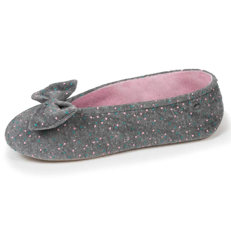 Chaussons ballerines Femme Grand Nœud Gris chiné