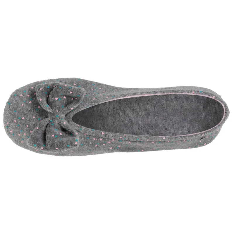Chaussons ballerines Femme Grand Nœud Gris chiné