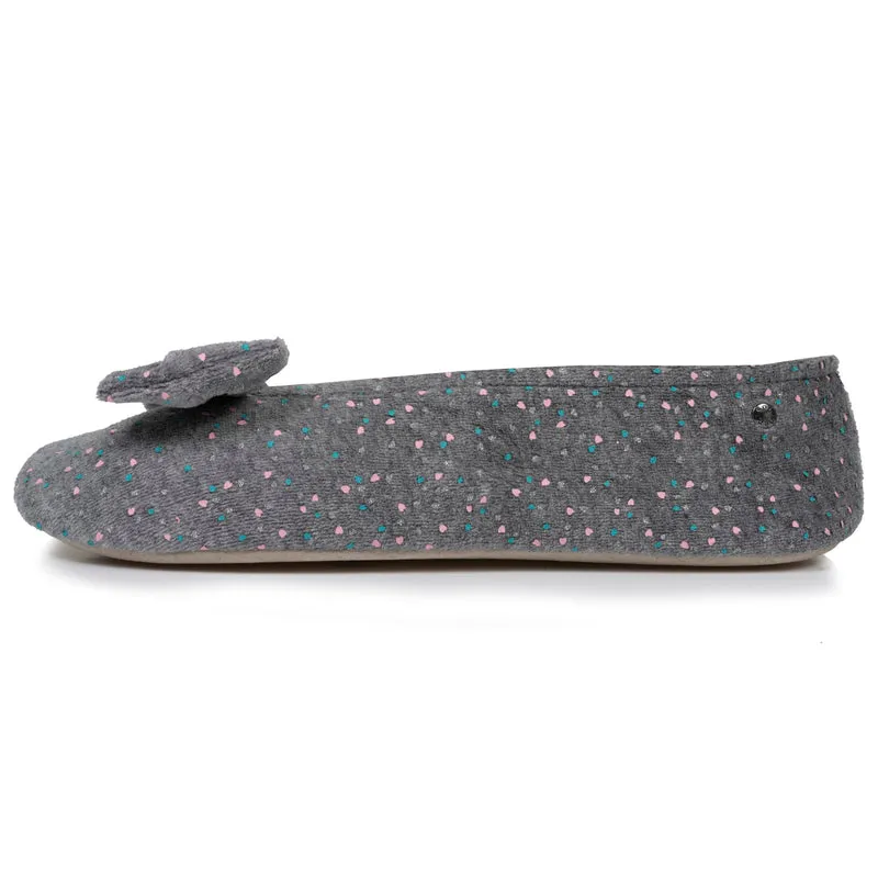 Chaussons ballerines Femme Grand Nœud Gris chiné