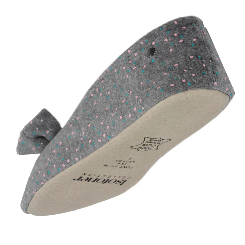 Chaussons ballerines Femme Grand Nœud Gris chiné
