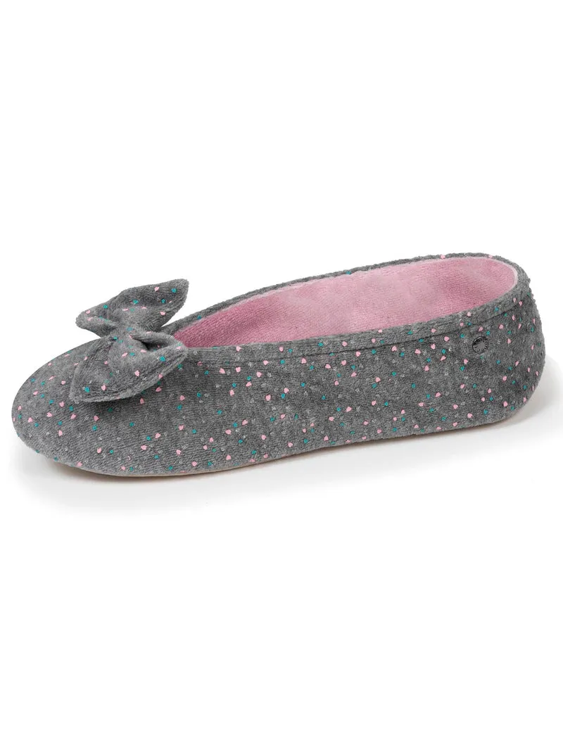 Chaussons ballerines Femme Grand Nœud Gris chiné