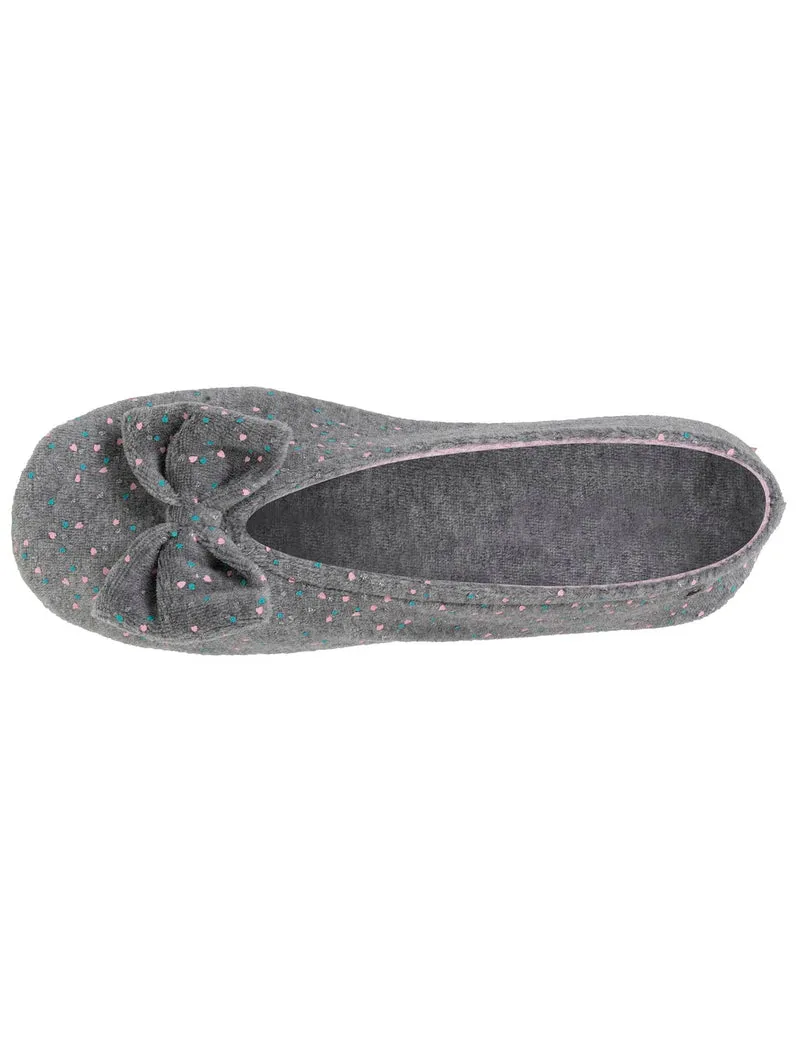 Chaussons ballerines Femme Grand Nœud Gris chiné