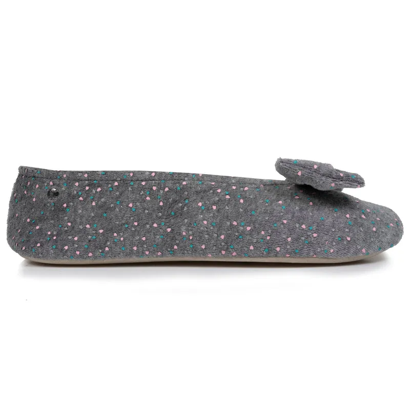 Chaussons ballerines Femme Grand Nœud Gris chiné