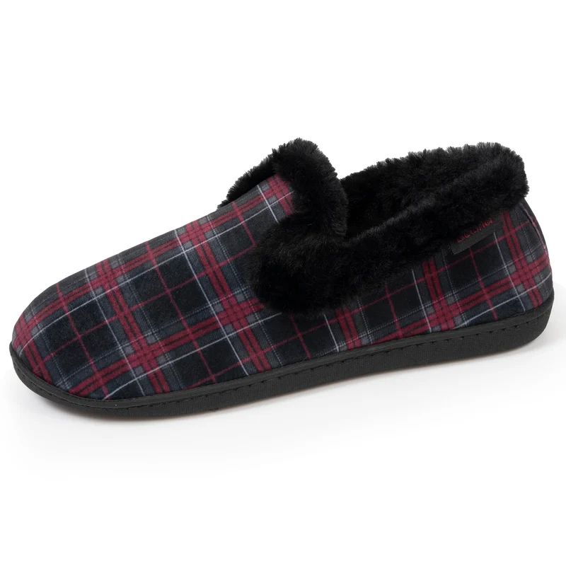 Chaussons charentaises Femme Tartan Bordeaux