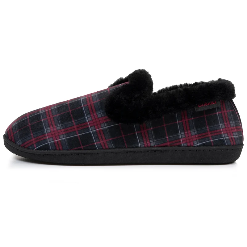 Chaussons charentaises Femme Tartan Bordeaux