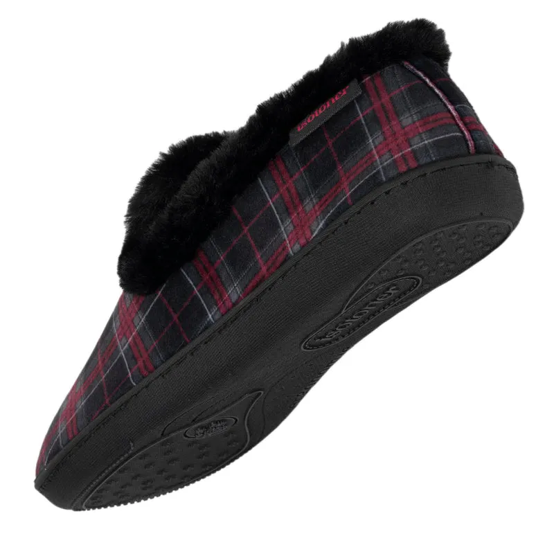 Chaussons charentaises Femme Tartan Bordeaux