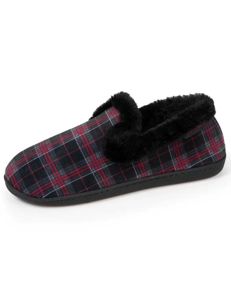 Chaussons charentaises Femme Tartan Bordeaux