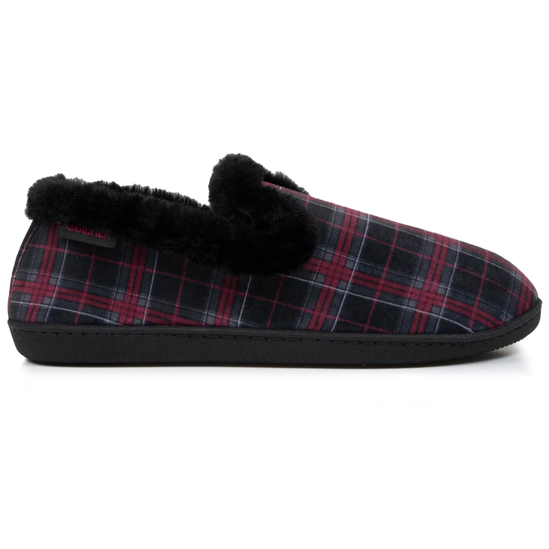 Chaussons charentaises Femme Tartan Bordeaux