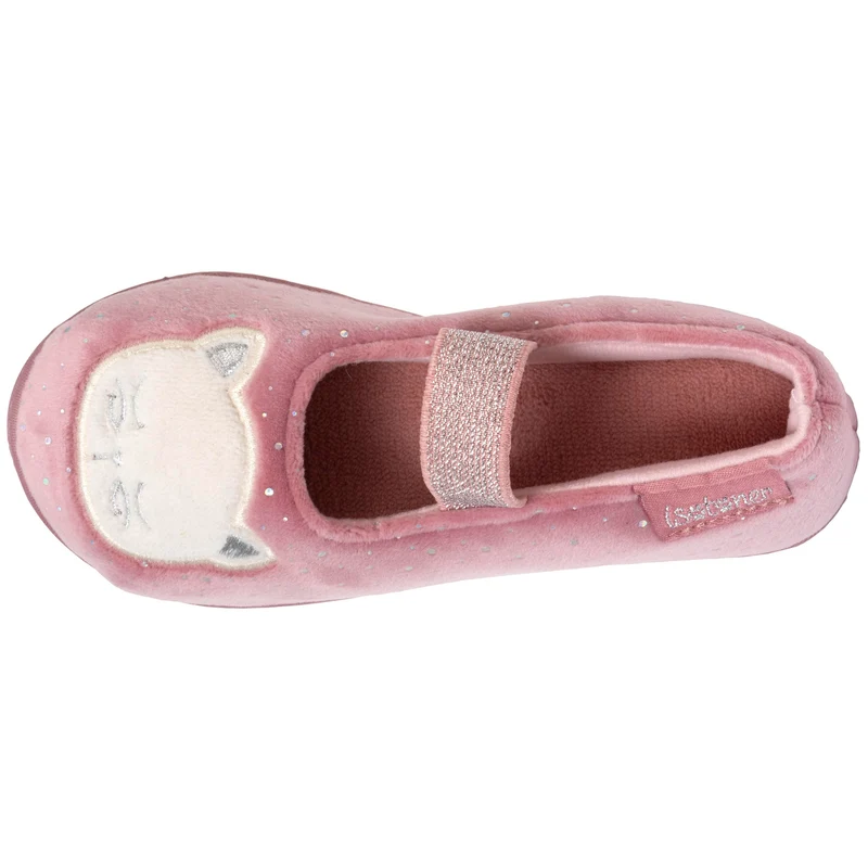 Chaussons ballerines Enfant velours Rose Chat