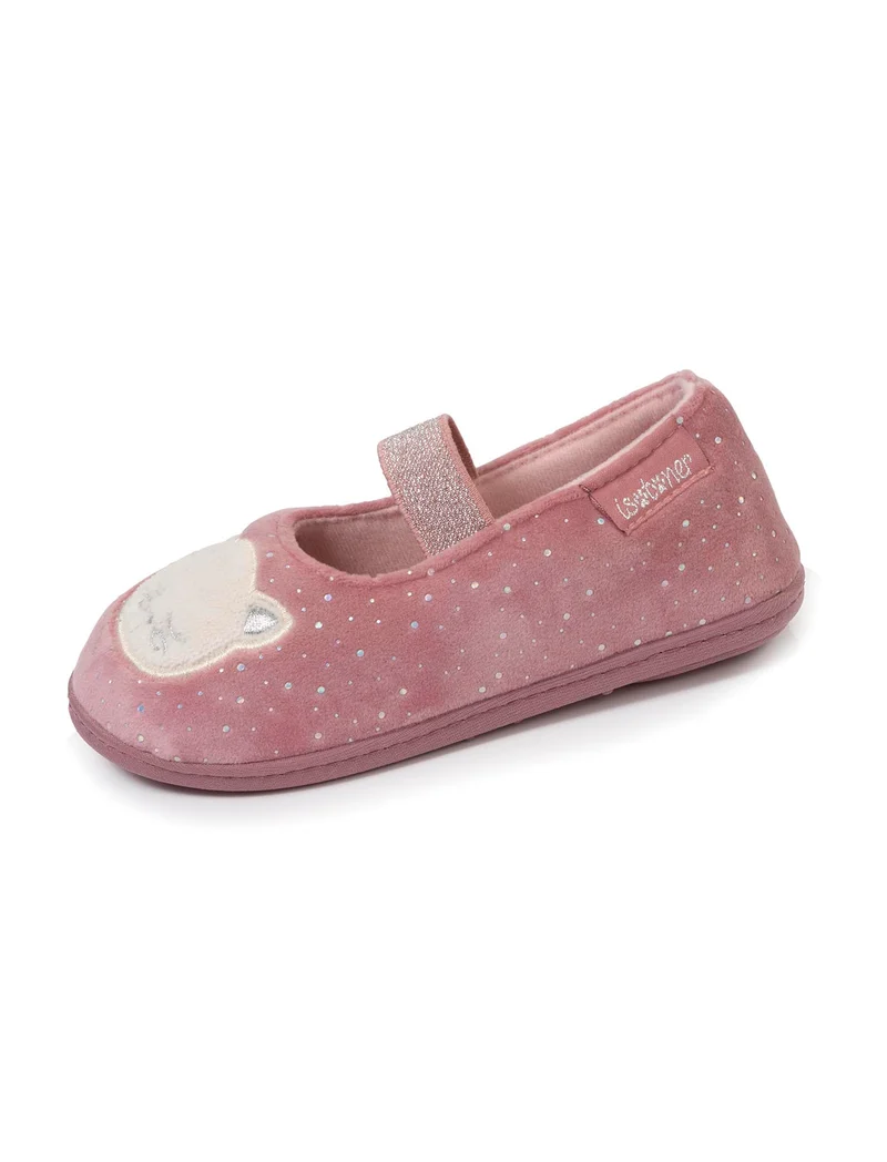 Chaussons ballerines Enfant velours Rose Chat
