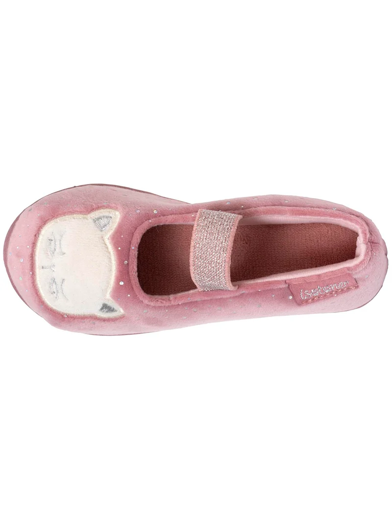 Chaussons ballerines Enfant velours Rose Chat